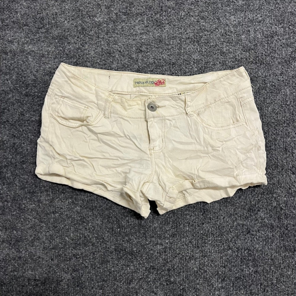 Paris Blues Shorts Womens Size 7 Off White Low Rise Cuffed Denim Cotton Stretch